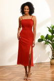Vestido de dama de honor gasa rojo