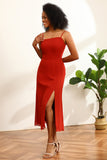 Vestido de dama de honor gasa rojo