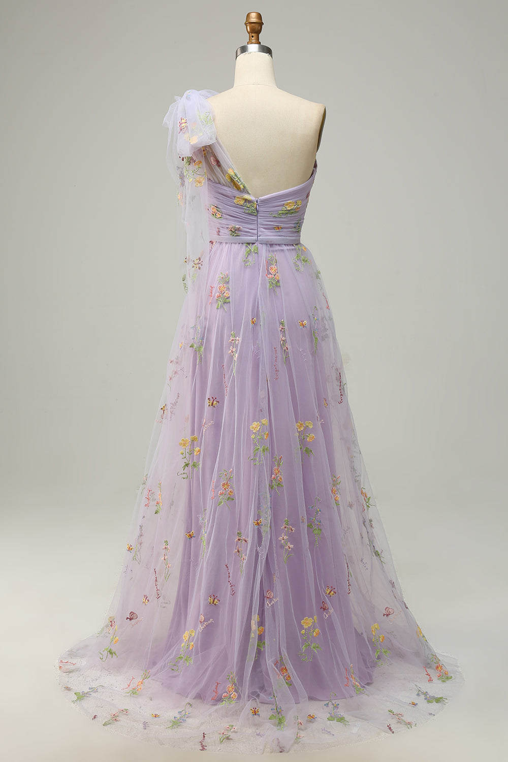 Púrpura Vestido de Fiesta Con Bordados