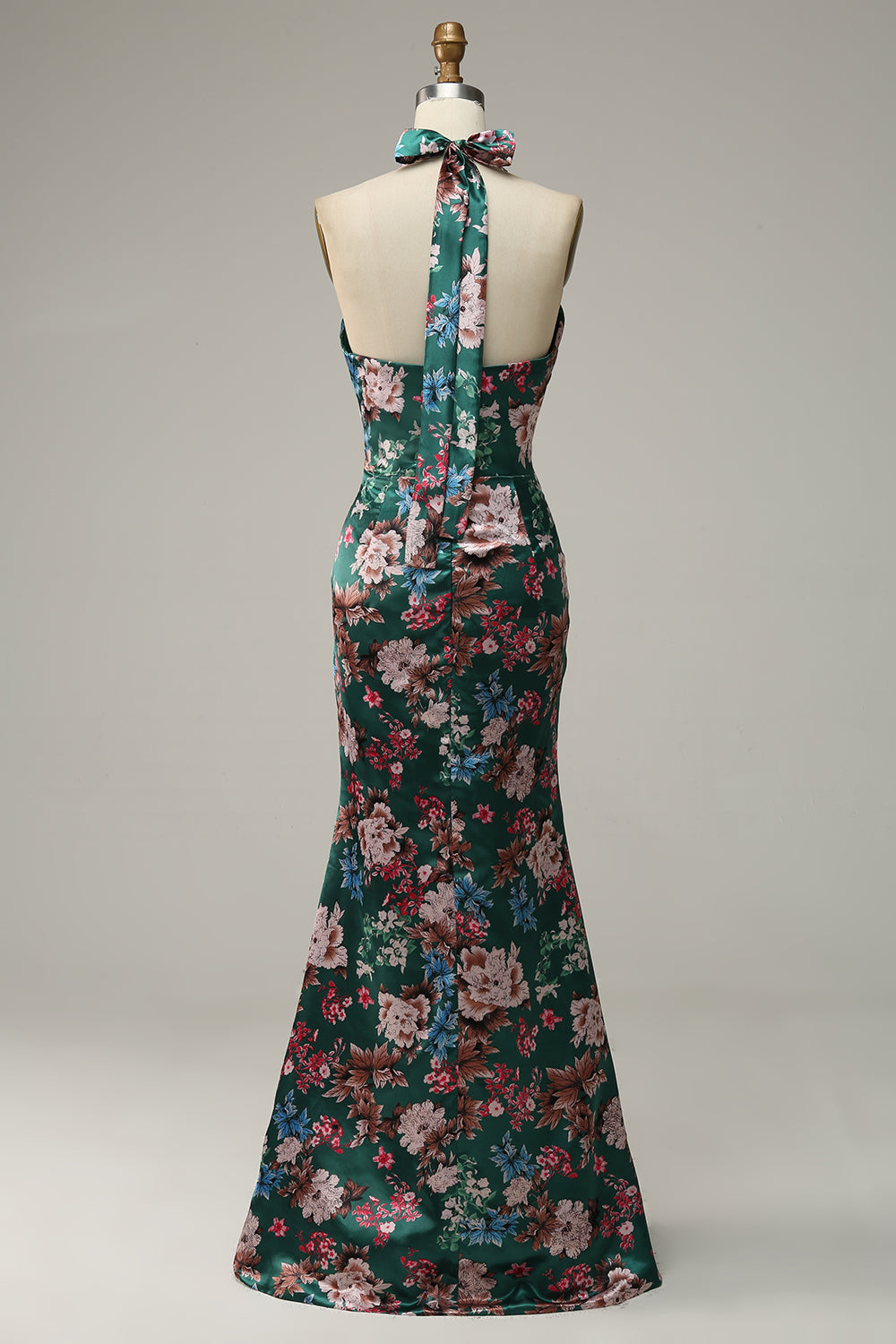 Estampado de Flores Halter Satén Vestido de Fiesta
