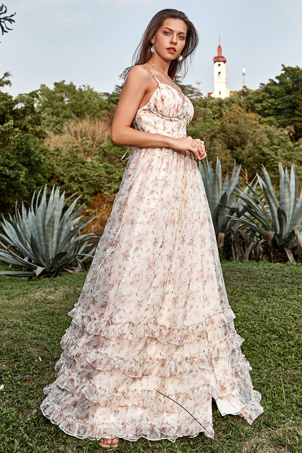 A Línea Tirantes de Espagueti Albaricoque Vestido de Graduación