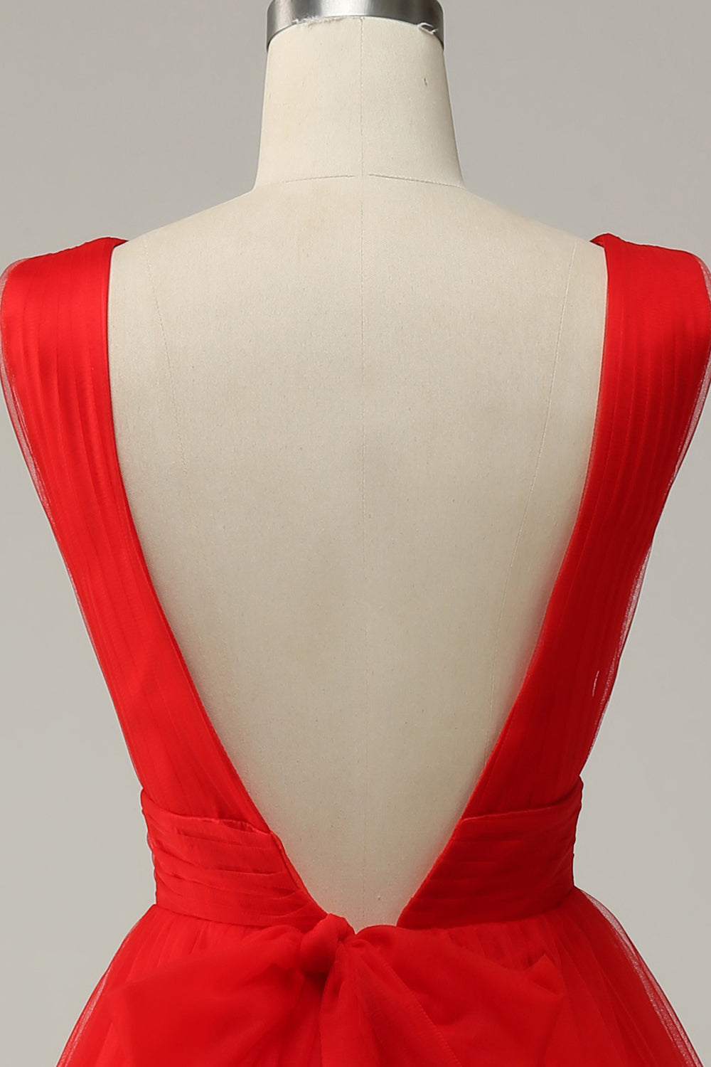 Línea A Cuello en V Midi Vestido de Fiesta Con Espalda Abierta