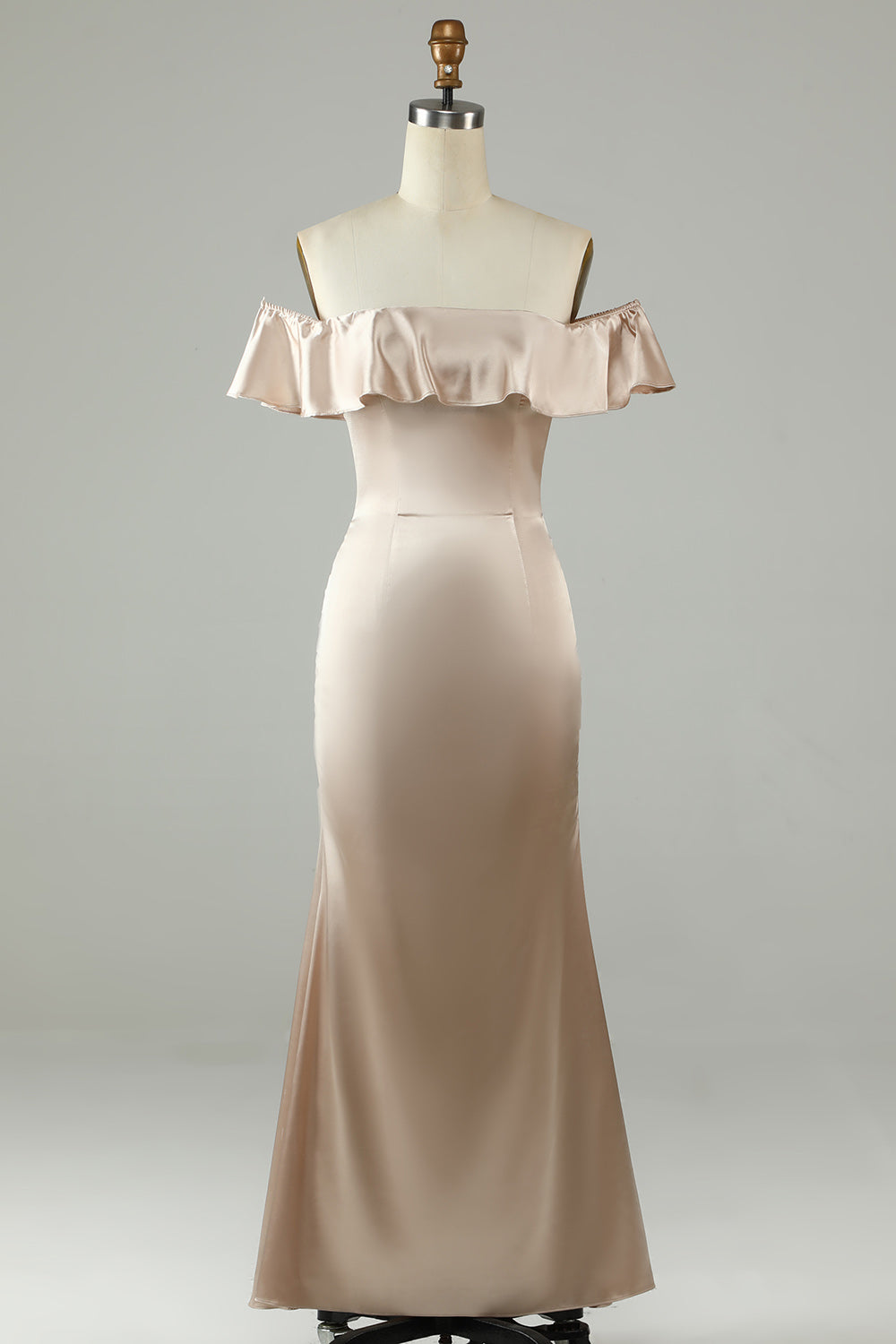 Vestido de Dama de Honor Fuera del Hombro Champán