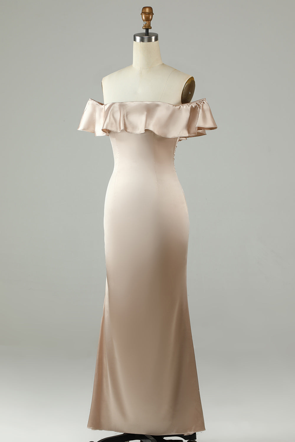 Vestido de Dama de Honor Fuera del Hombro Champán