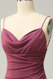 Tirantes de Espagueti Desert Rosa Talla Grande Vestido Formal Con Espalda Abierta
