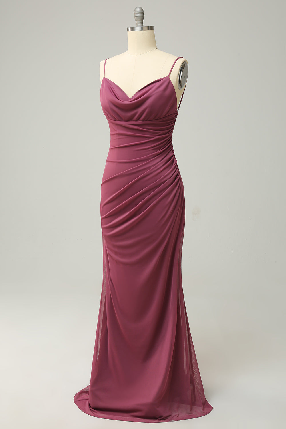 Tirantes de Espagueti Desert Rosa Talla Grande Vestido Formal Con Espalda Abierta