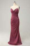 Tirantes de Espagueti Desert Rosa Talla Grande Vestido Formal Con Espalda Abierta