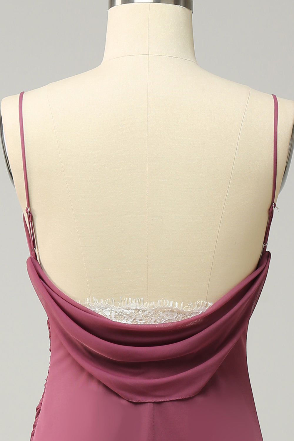 Tirantes de Espagueti Desert Rosa Talla Grande Vestido Formal Con Espalda Abierta
