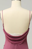Tirantes de Espagueti Desert Rosa Talla Grande Vestido Formal Con Espalda Abierta