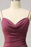 Tirantes de Espagueti Desert Rosa Talla Grande Vestido Formal Con Espalda Abierta