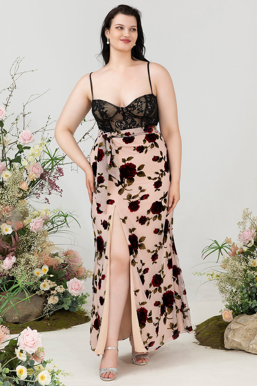 Tirantes de Espagueti Vestido Invitada Boda Talla Grande