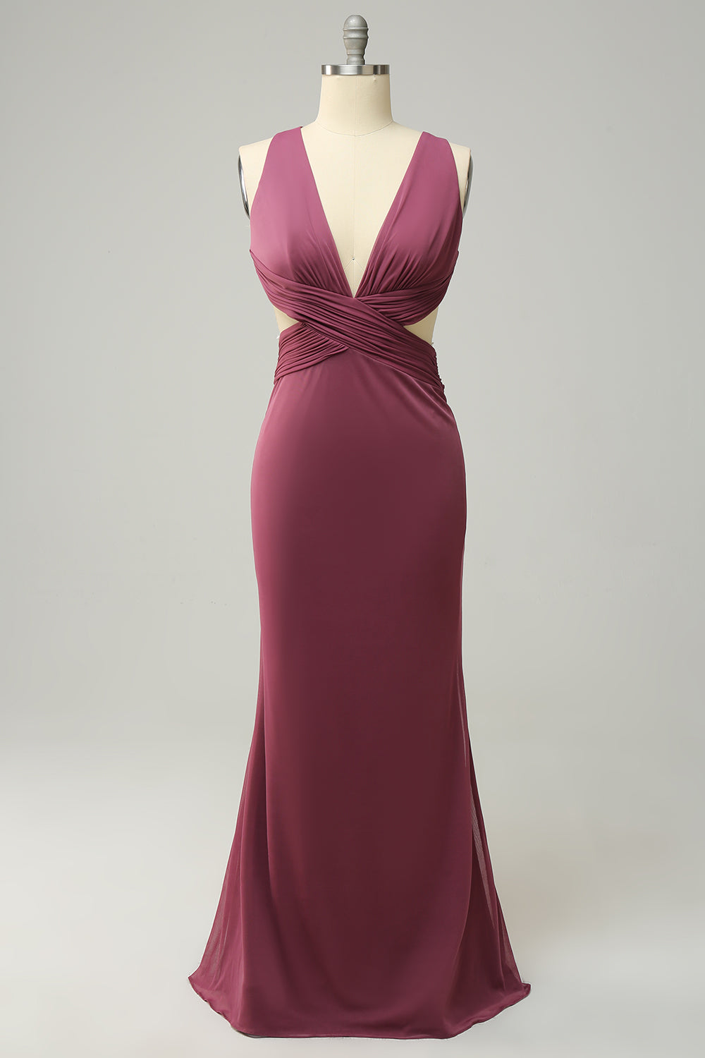 V Cuello Desierto Rosa Talla Grande Vestido Formal