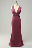 V Cuello Desierto Rosa Talla Grande Vestido Formal