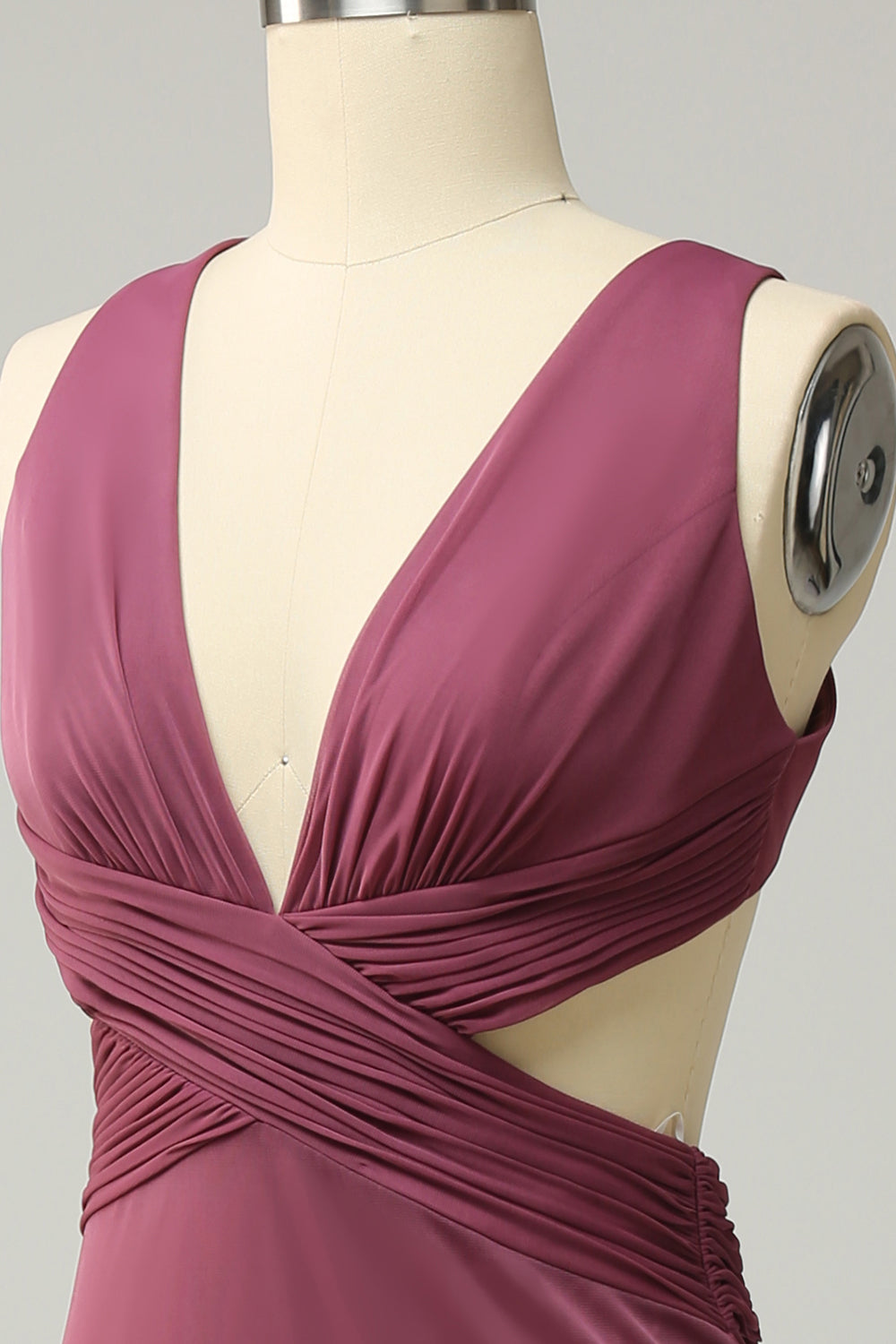 V Cuello Desierto Rosa Talla Grande Vestido Formal