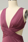 V Cuello Desierto Rosa Talla Grande Vestido Formal
