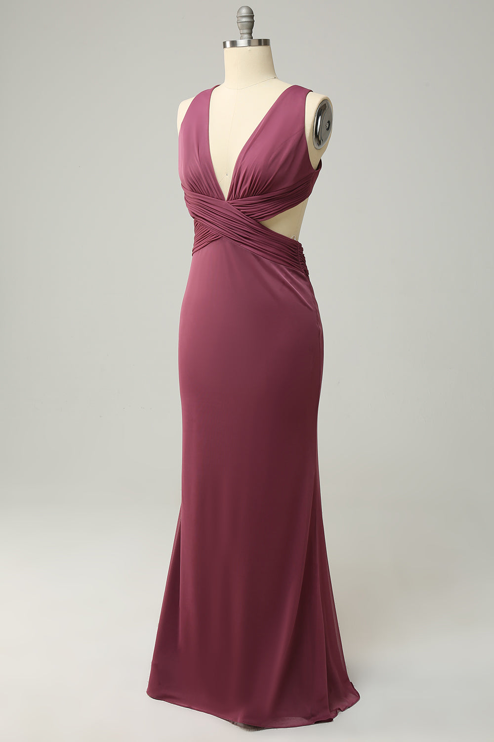 V Cuello Desierto Rosa Talla Grande Vestido Formal