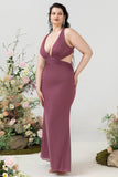 Halter Rosa del Desierto Vestido Invitado Boda Talla Grande