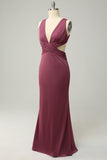 V Cuello Desierto Rosa Talla Grande Vestido Formal