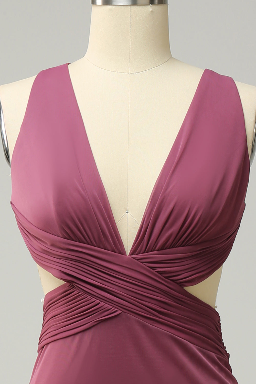 V Cuello Desierto Rosa Talla Grande Vestido Formal