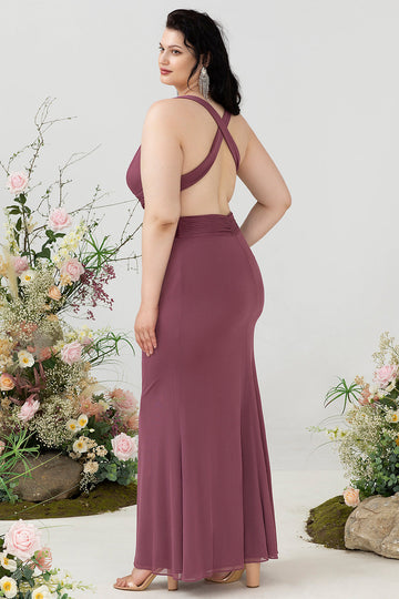 Halter Rosa del Desierto Vestido Invitado Boda Talla Grande
