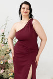 Sirena Un Hombro Rosa del Desierto Vestido Invitada Boda Talla Grande