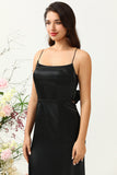 Tirantes de Espagueti Negro Vestido de Fiesta