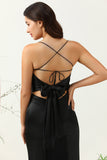 Tirantes de Espagueti Negro Vestido de Fiesta
