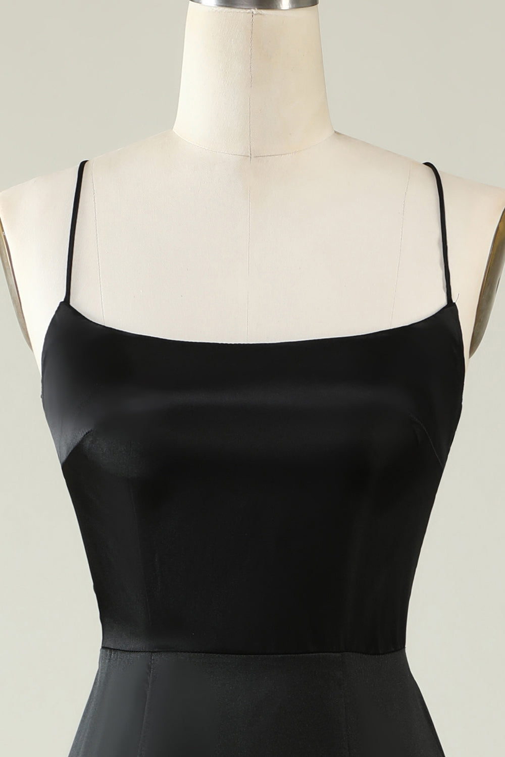 Correas de Espagueti Vestido de Fiesta Satén Negro