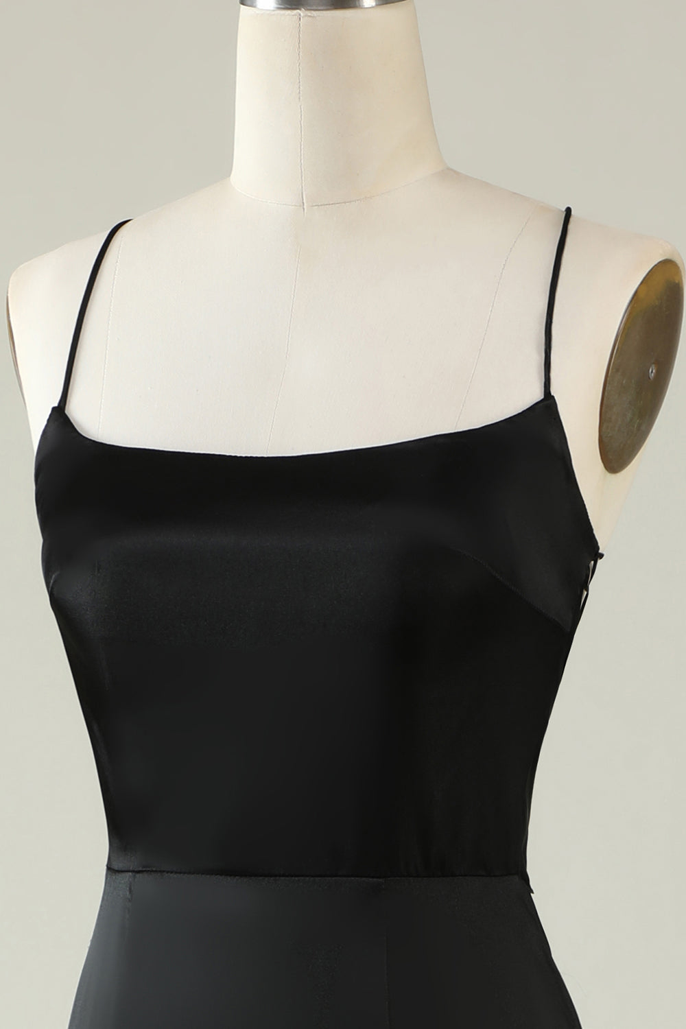 Correas de Espagueti Vestido de Fiesta Satén Negro