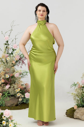 Halter Verde Limón Vestido Invitada Boda