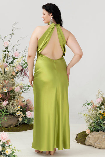 Halter Verde Limón Vestido Invitada Boda