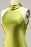 Halter Verde Espalda Abierta Vestido de Dama de Honor