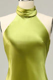 Halter Verde Espalda Abierta Vestido de Dama de Honor