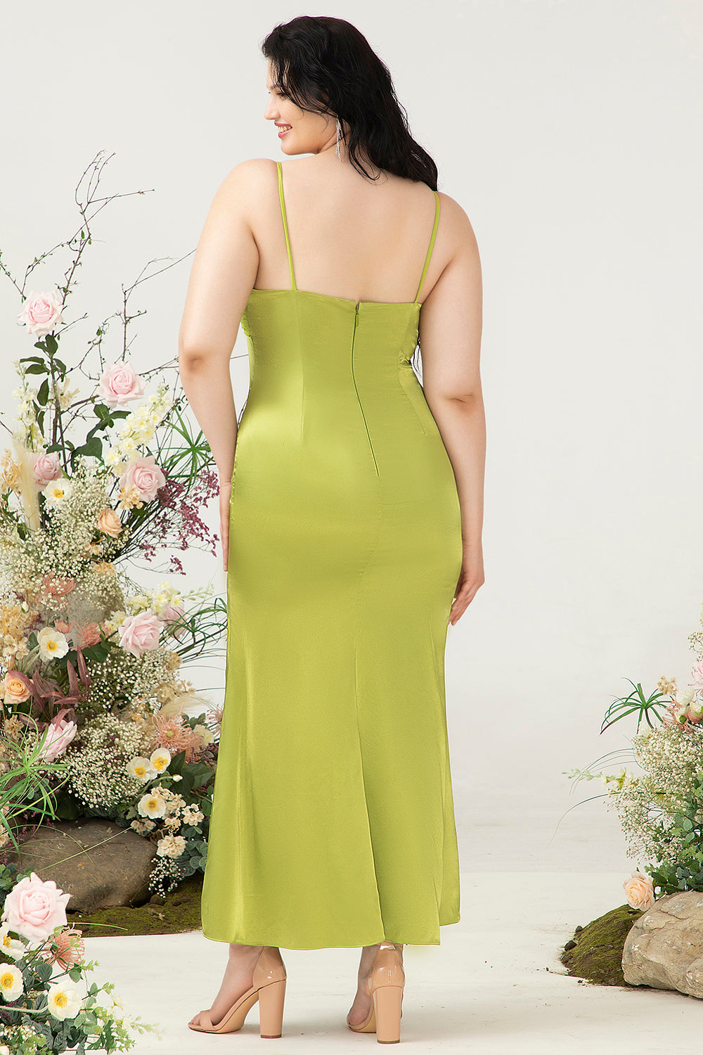 Espagueti Correas Limón Verde Vestido Invitado Boda
