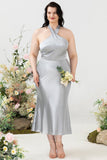 Halter Plata Vestido Invitada Boda