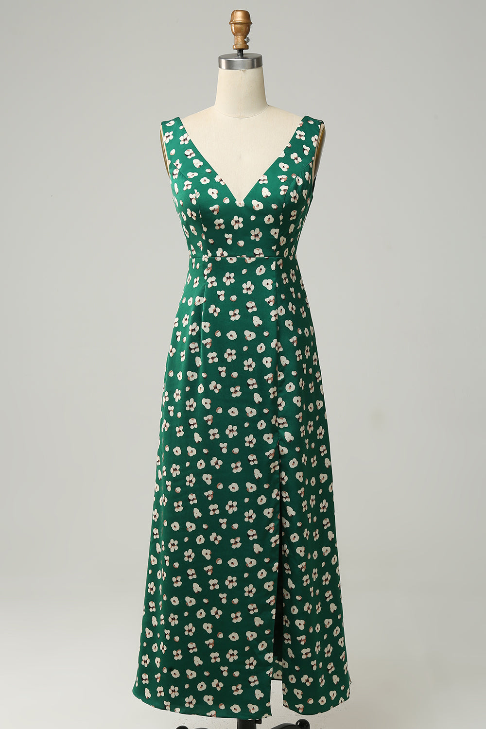 V Cuello Verde Vestido Formal