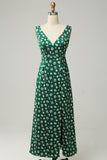 V Cuello Verde Vestido Formal
