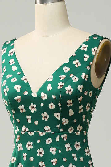 V Cuello Verde Vestido Formal