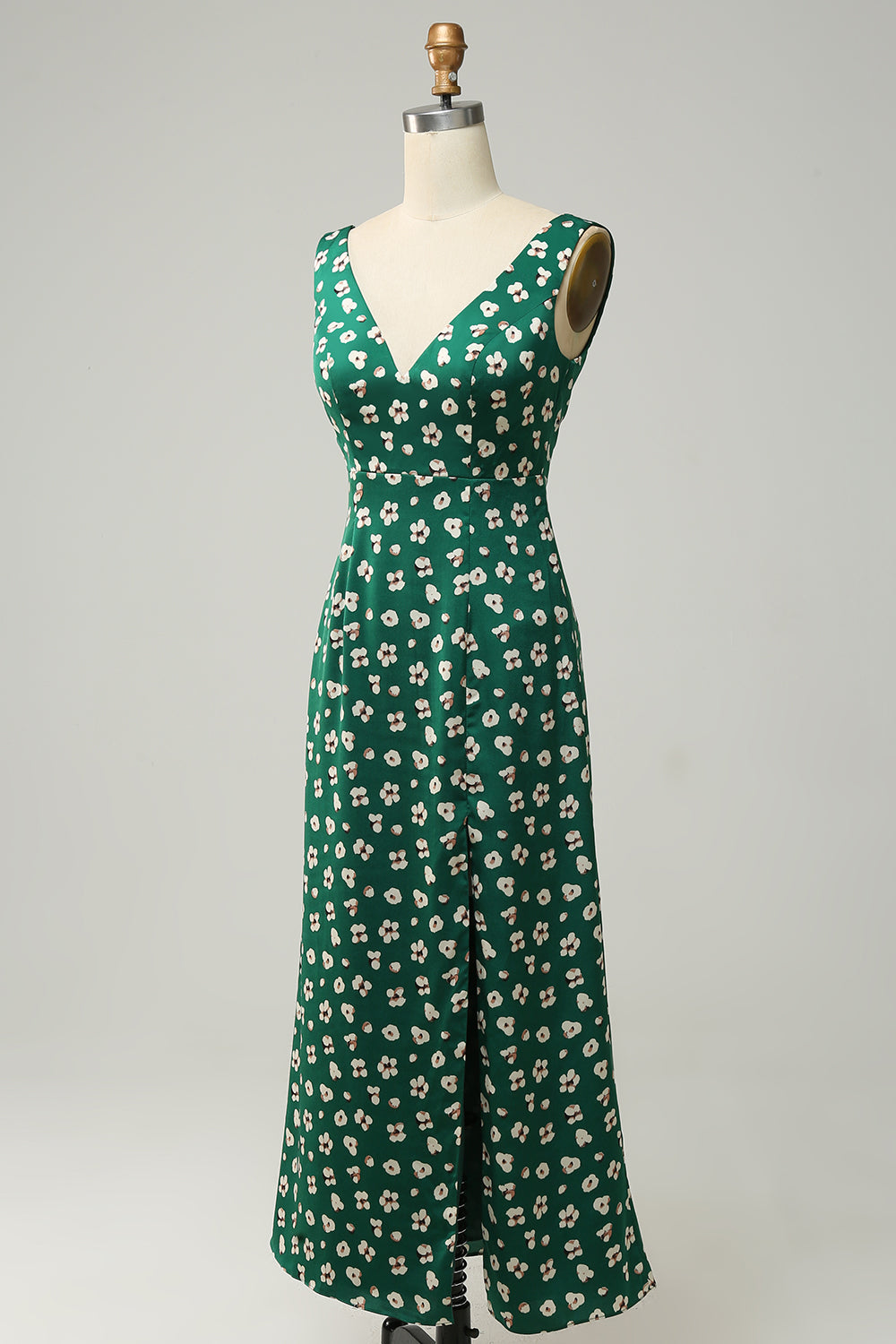 V Cuello Verde Vestido Formal