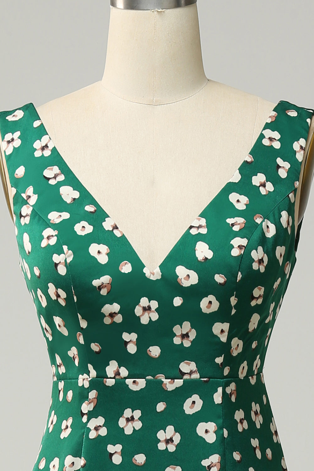 V Cuello Verde Vestido Formal