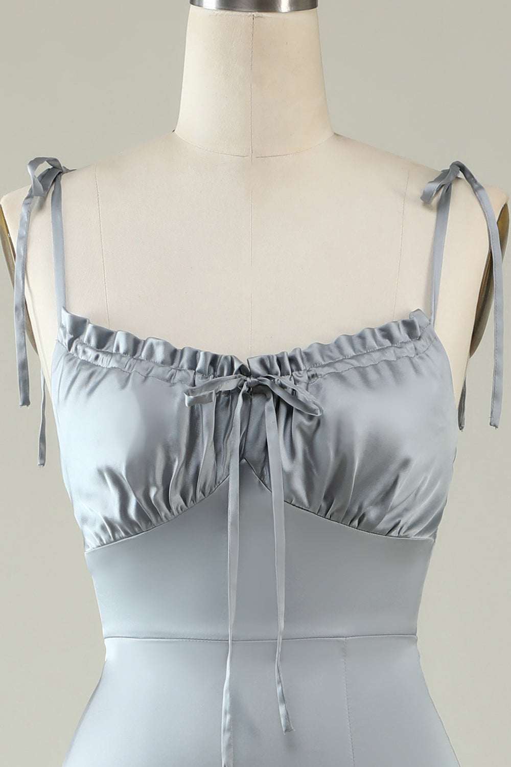 Correas de Espagueti Vestido de Dama de Honor Gris