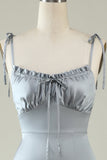 Correas de Espagueti Vestido de Dama de Honor Gris