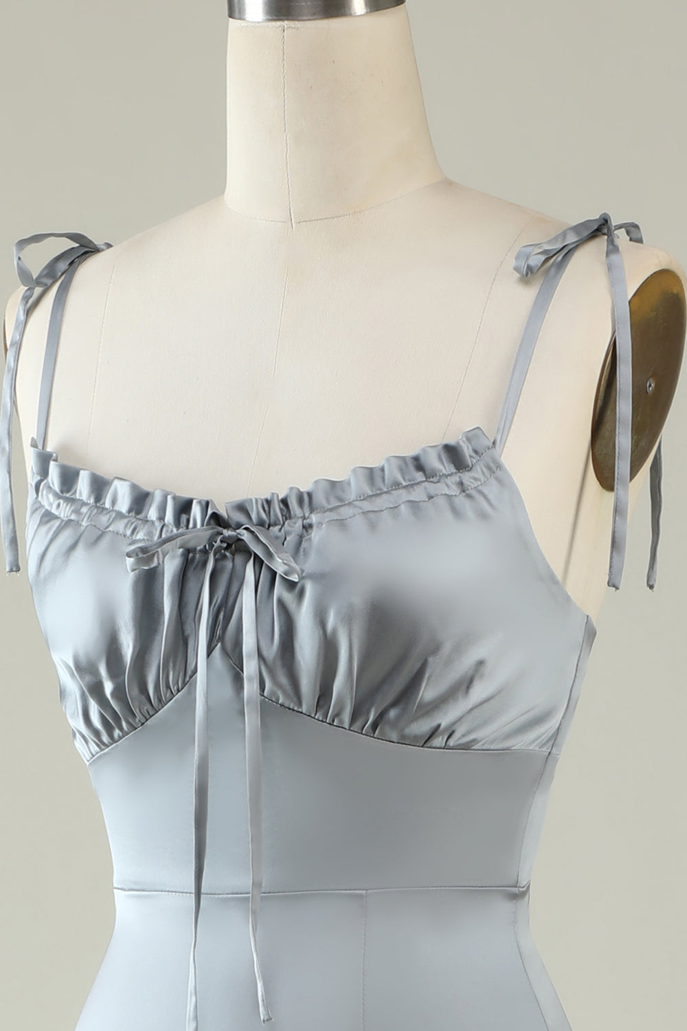 Correas de Espagueti Vestido de Dama de Honor Gris