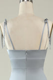 Correas de Espagueti Vestido de Dama de Honor Gris