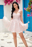 A Línea Tirantes de Espagueti Gris Rosa Vestido de Cóctel