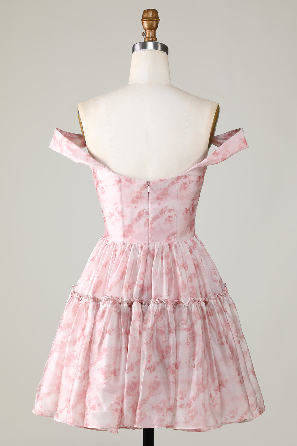 A Línea Rosa Estampado Vestido Corto de Cóctel