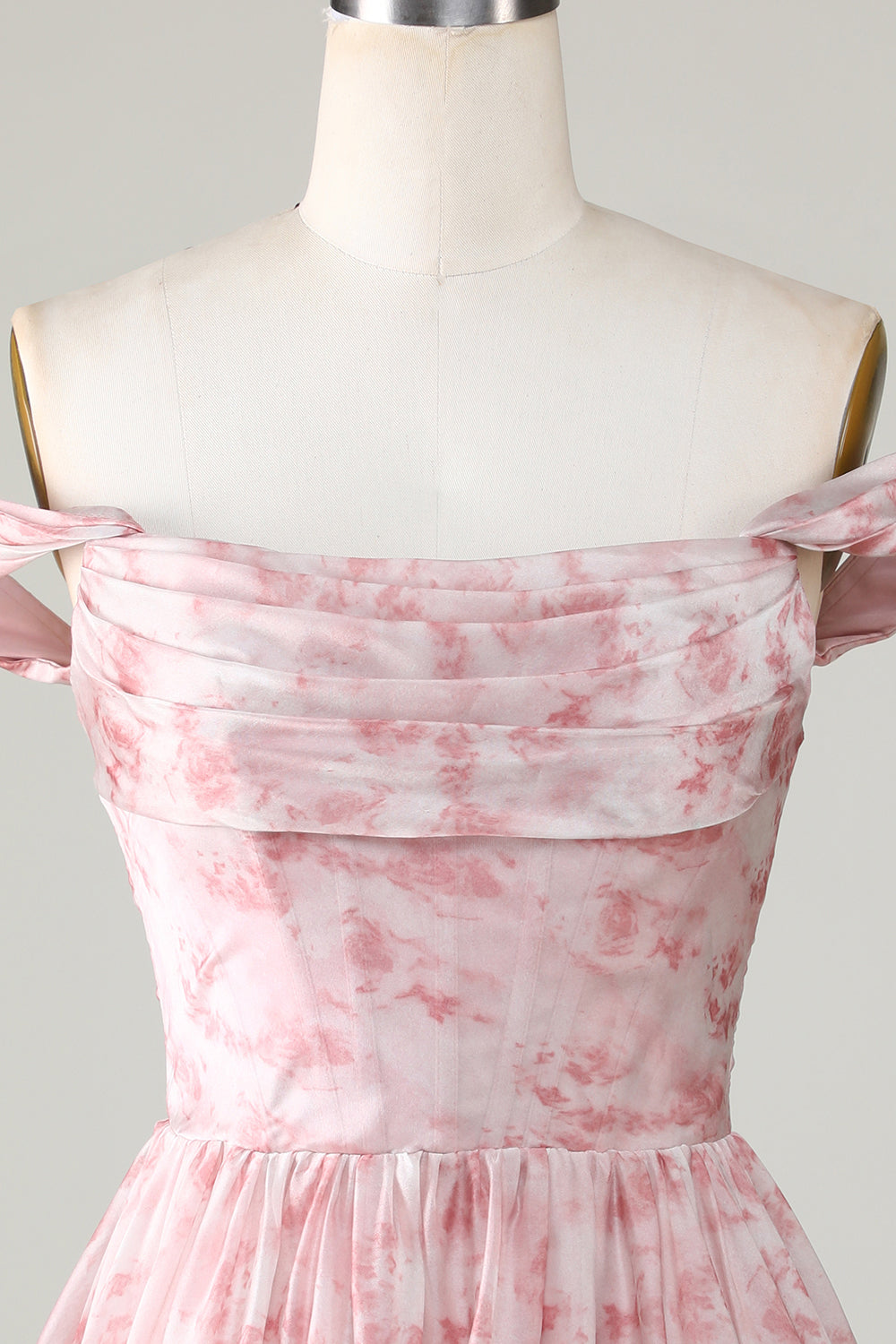 A Línea Rosa Estampado Vestido Corto de Cóctel