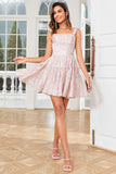 Elegante A Line Sage Printed Short Homecoming Dress