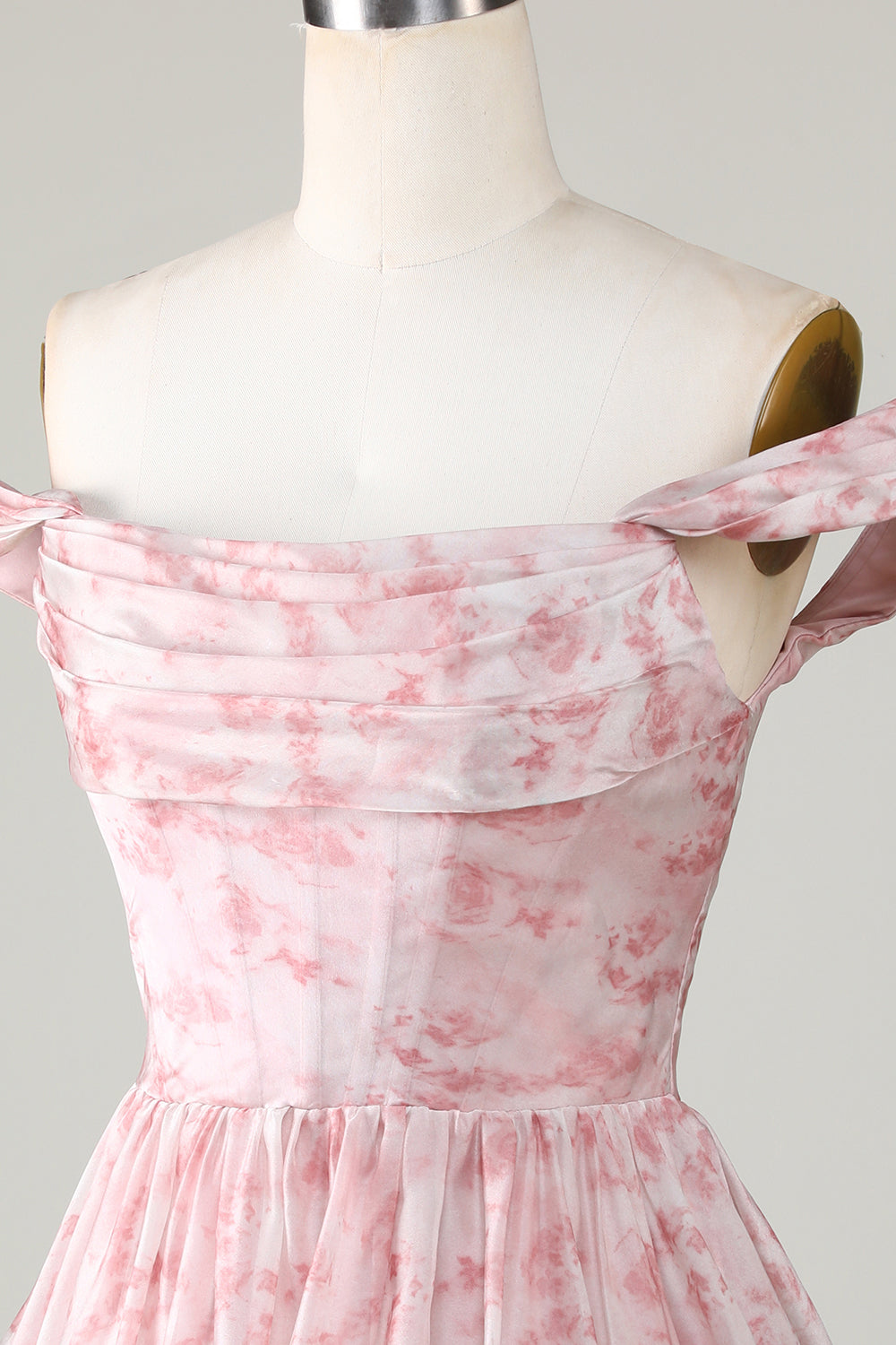 A Línea Rosa Estampado Vestido Corto de Cóctel