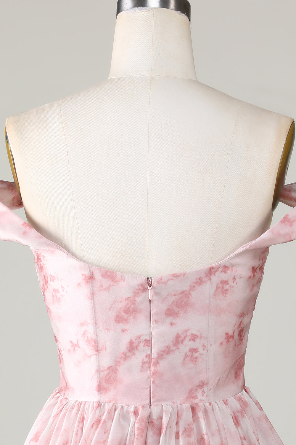 A Línea Rosa Estampado Vestido Corto de Cóctel